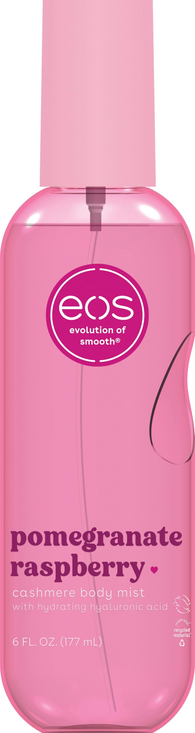 eos Cashmere Body Mist, Pomegranate Raspberry, body spray for women, hair mist, fruity, moisturizing, hyaluronic acid, glycerin, vegan, cruelty-free Beauty and Personal Care eos
