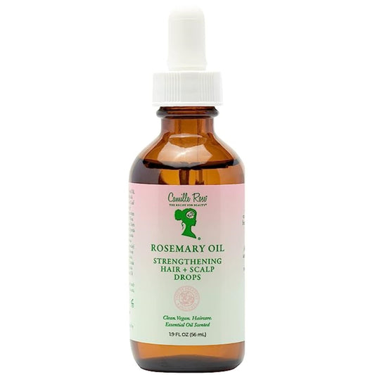 Camille Rose Rosemary Oil Strengthening Hair + Scalp Drops - Castor, Peppermint & Tea Tree Oil Blend for Strength & Resilience, Dry Scalp Treatment
