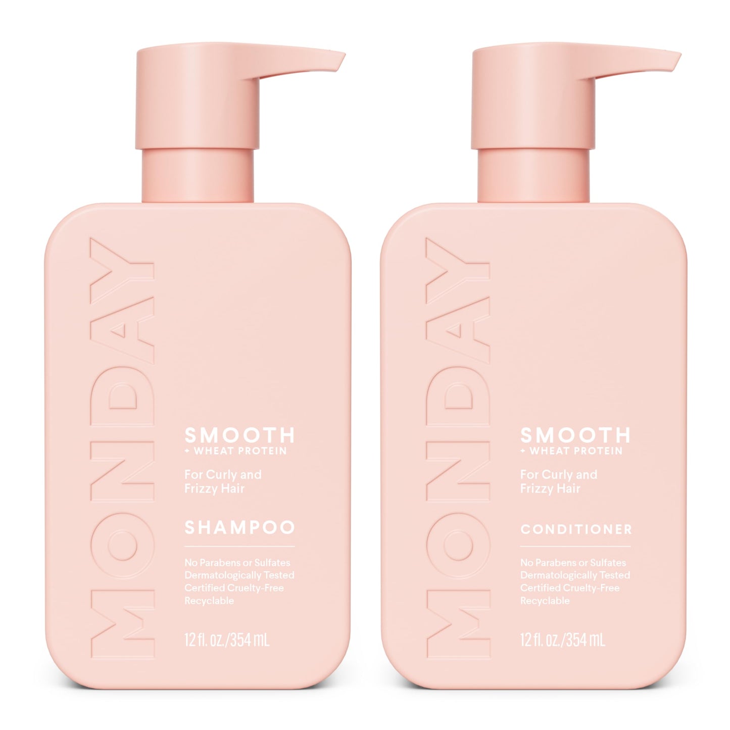 MONDAY HAIRCARE Smooth Shampoo + Conditioner Bathroom Set (2 Count) 12 oz Each For Frizzy, Coarse & Curly Hair Made with Coconut Oil, Shea Butter