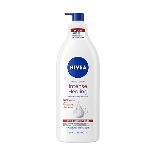 NIVEA Intense Healing Body Lotion for Very Dry, Itchy Skin with Glycerin, Provitamin B5 and Niacinamide, 72-Hour Body Moisturizer, 16.9 Fl Oz Pump