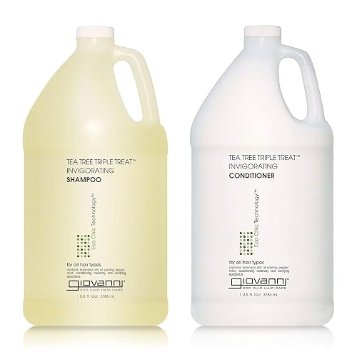 GIOVANNI Tea Tree Triple Threat Invigorating Shampoo & Conditioner Set - Cooling Peppermint, Eucalyptus, Rosemary, Helps Dry Flaking Scalp, Paraben