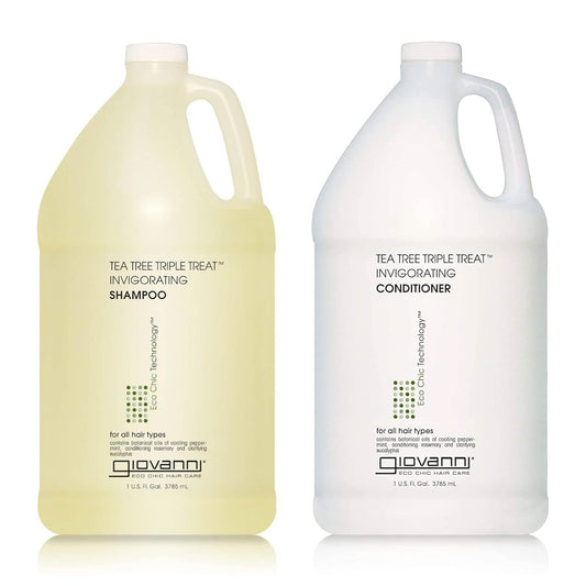 GIOVANNI Tea Tree Triple Threat Invigorating Shampoo & Conditioner Set - Cooling Peppermint, Eucalyptus, Rosemary, Helps Dry Flaking Scalp, Paraben Beauty & Personal Care GIOVANNI