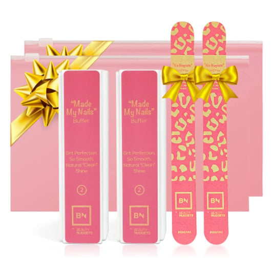 Beauty Nuggets Made My Nails Buffer, Ultimate Shine 3 Way Nail Buffing Block with Professional Nail File 120/180 Grit-Perfect All in One Manicure Tool