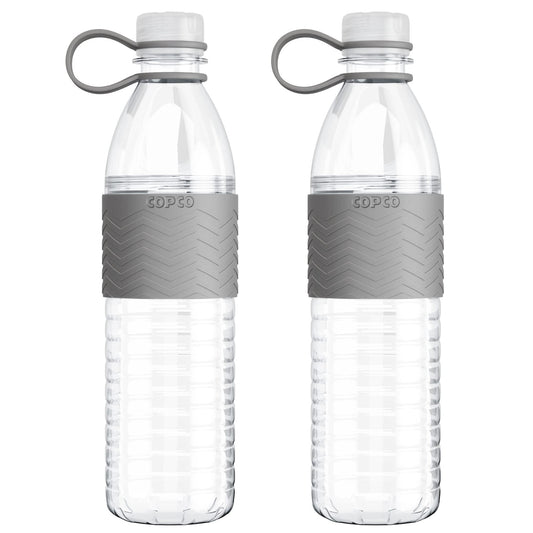 Copco Hydra 20 oz Tritan Water Bottle with Spill Resistant Lid & Non-Slip Sleeve (Set of 2) - BPA-Free, Dishwasher Safe, Fits Cup Holders, Great