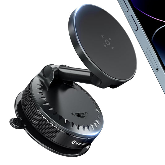 MORKEYA Magnetic Car Phone Holder Mount for Dashboard & Windshield, Strong Suction & N52 Magnet, 360° Adjustable Hands-Free Mount Compatible…