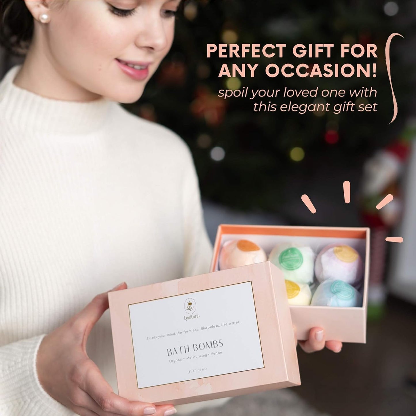 Levitural Bath Bombs Gift Set - Organic & Natural Spa Fizzies for Relaxation, Moisturizing, and Aromatherapy - Perfect for Women, Men, and Kids