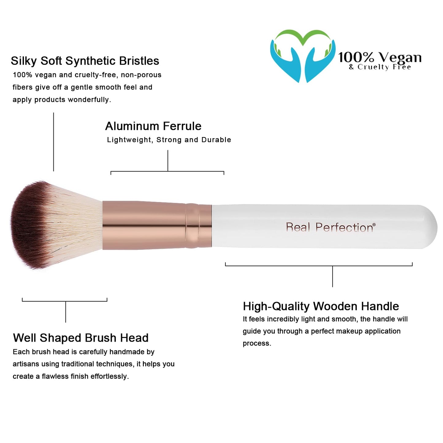 Real Perfection Makeup Brush Set 16 Pcs with 1 Eyebrow Razor Premium Synthetic Foundation Powder Concealers Eyeshadow Blush Makeup Brushes Make up Beauty and Personal Care Real Perfection
