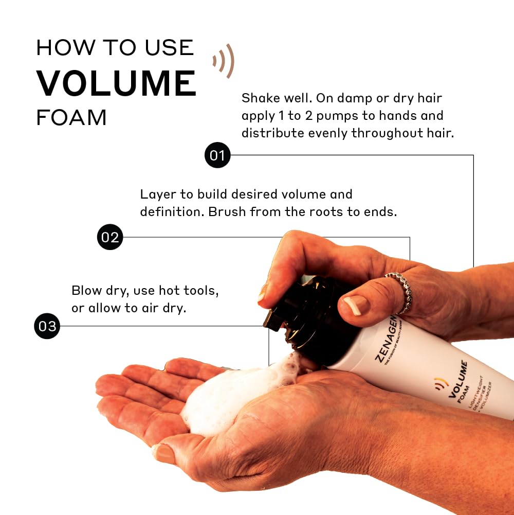 ZENAGEN Volume Foam | Lightweight Densifier + Volumizer, Boosts Hair Volume & Thickness, Provides Lightweight Hold, Nourishes & Strengthens Hair