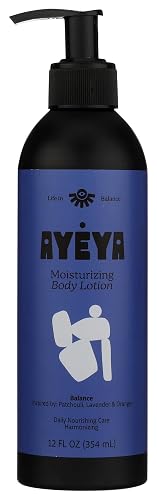 AYÉYA Moisturizing Body Lotion - Balance - Patchouli, Lavender & Orange Oil - Lightweight Vegan Lotion with Guava Oil - 12 Fl Oz