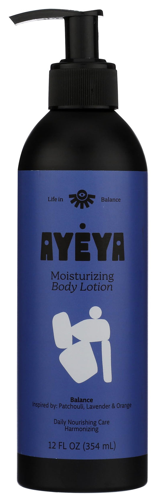 AYÉYA Moisturizing Body Lotion - Balance - Patchouli, Lavender & Orange Oil - Lightweight Vegan Lotion with Guava Oil - 12 Fl Oz