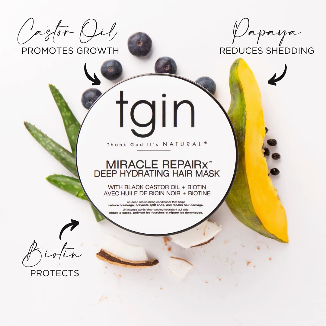 tgin Miracle RepaiRx Strengthening CPR Protein Treatment & Deep Hydrating Hair Mask, for Curly, Coily and Wavy Hair, Repairs, Protects, and Restores