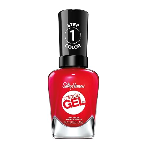 Sally Hansen Miracle Gel Salon Quality Nail Polish | Gel-Like Formula, Two-Step System, No UV Light Needed, Long Lasting | Opaque, Glossy | 439 Red Beauty & Personal Care Sally Hansen