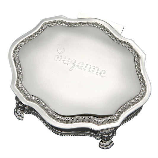 Victorian Style Scroll Non Tarnish Nickel Hinged Jewelry Box