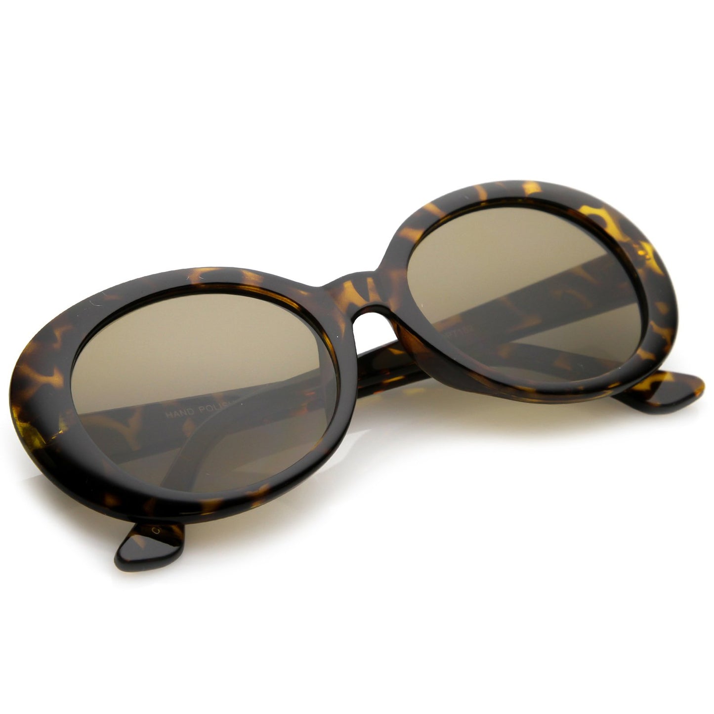 zeroUV - Large Clout Goggles Thick Oval Frame Sunglasses with Round Lens 53mm (Tortoise/Brown)