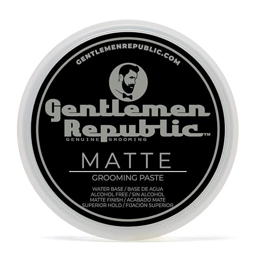 Gentlemen Republic 8oz Matte Paste for Men - Water-Based Men's Hair Paste with Strong Hold & Matte Finish - Alcohol-Free Hair Styling for Natural