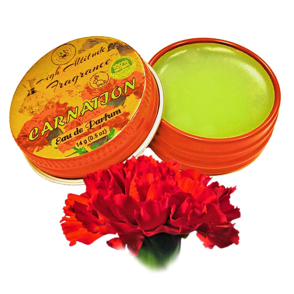 CARNATION Perfume - Eau de Parfum - Solid Balm - Natural Essential Oils Aromatherapy Fragrance (Dianthus Caryophyllus, Lily Fresh Green Floral Spicy