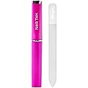 Nail Tek Crystal File - Glass Nail File with Case, Durable and Gentle for Healthy Nails and Cuticles - Travel-Friendly Design, Fuchsia, Medium 5"