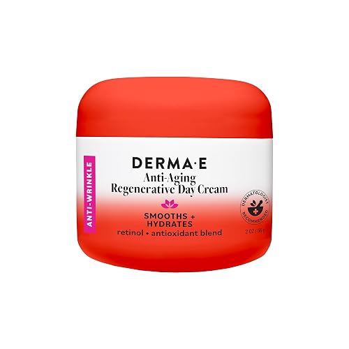 Derma E Anti-Aging Regenerative Day Cream - Astaxanthin Moisturizer for Face - Lightweight Firming Anti-Wrinkle Cream with Lavender, Jojoba Oil
