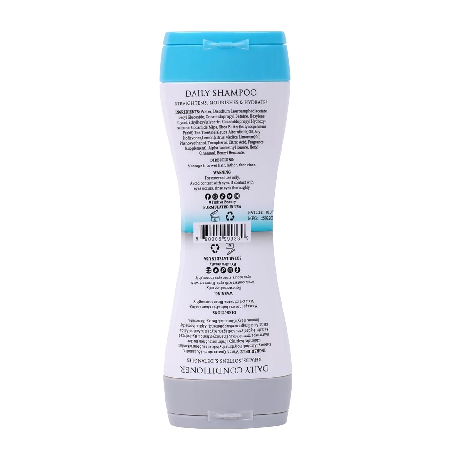 Yudiva Dual Chamber Shampoo and Conditioner Set with Shea Butter - 3.3 Fl Oz Travel Shampoo and Conditioner Duo - Moisturizing Haircare Set - Airline