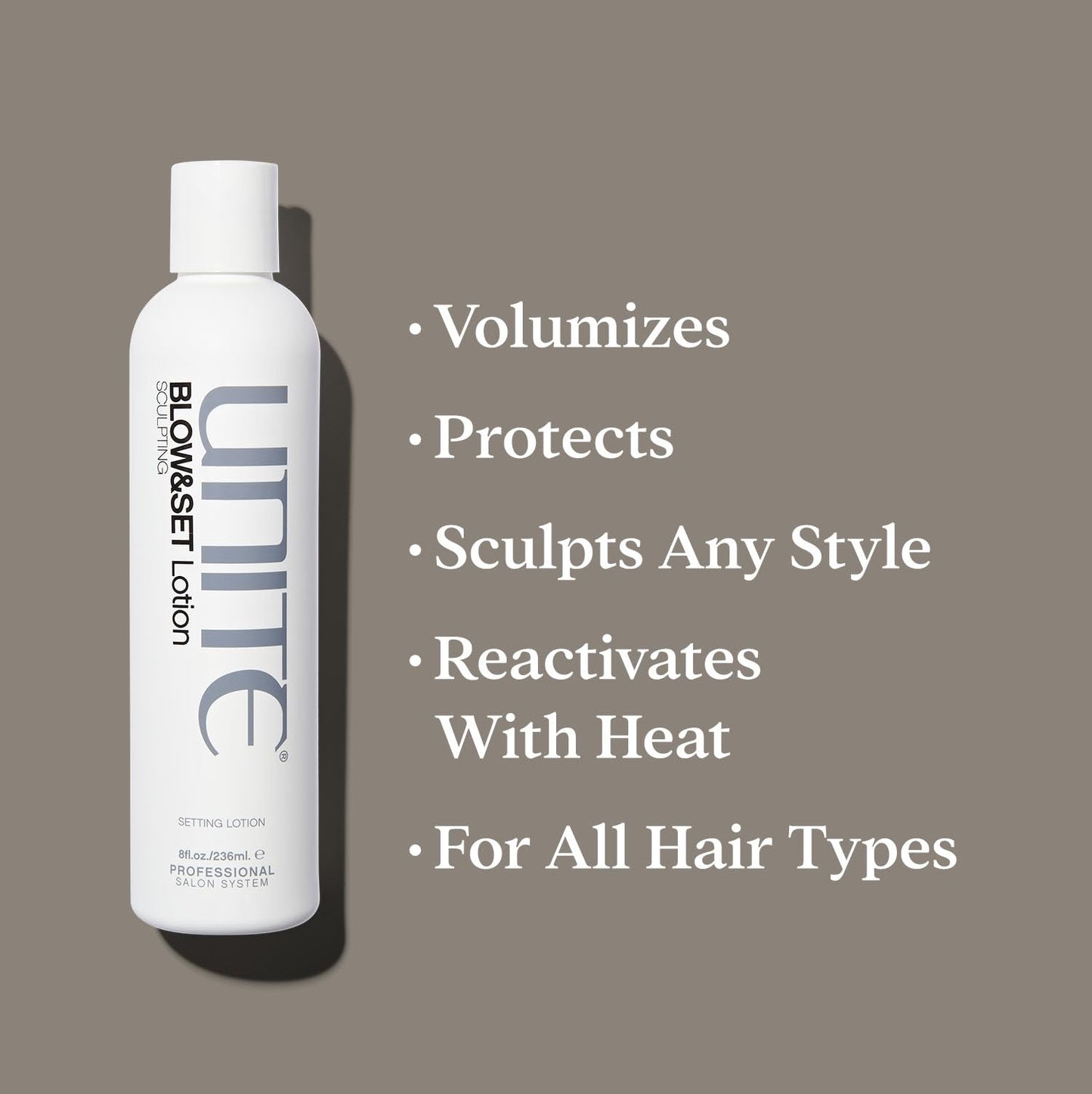 UNITE Hair - BLOW&SET Lotion - Styling Lotion for Hold, Volume, and Curl - Activates & Reactivates with Heat - Paraben-Free & UV Protection - Ideal