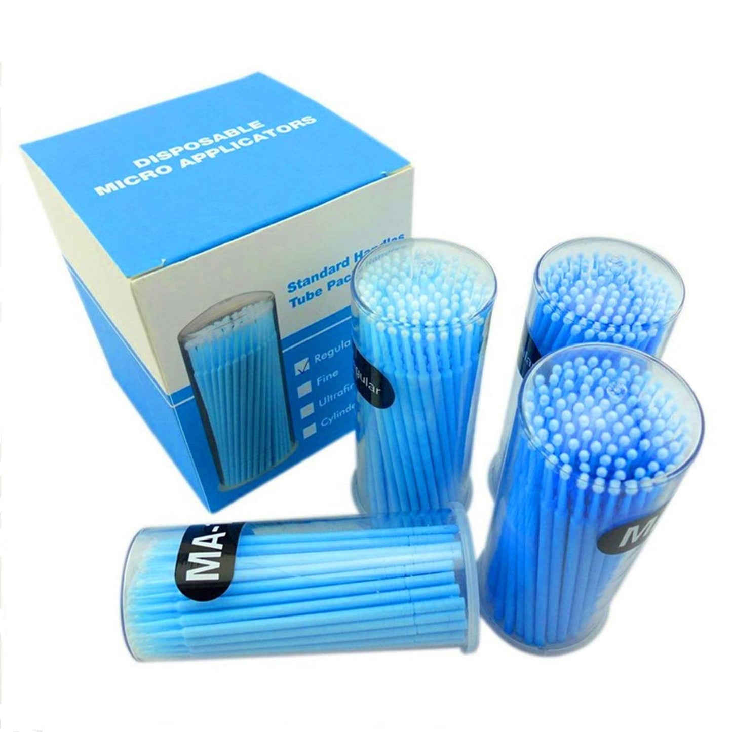 Yimart 400pcs Blue Regular Size 3mm Reusable Mascara Applicator Individual Eyelash Extension Microbrushes Makeup Tools