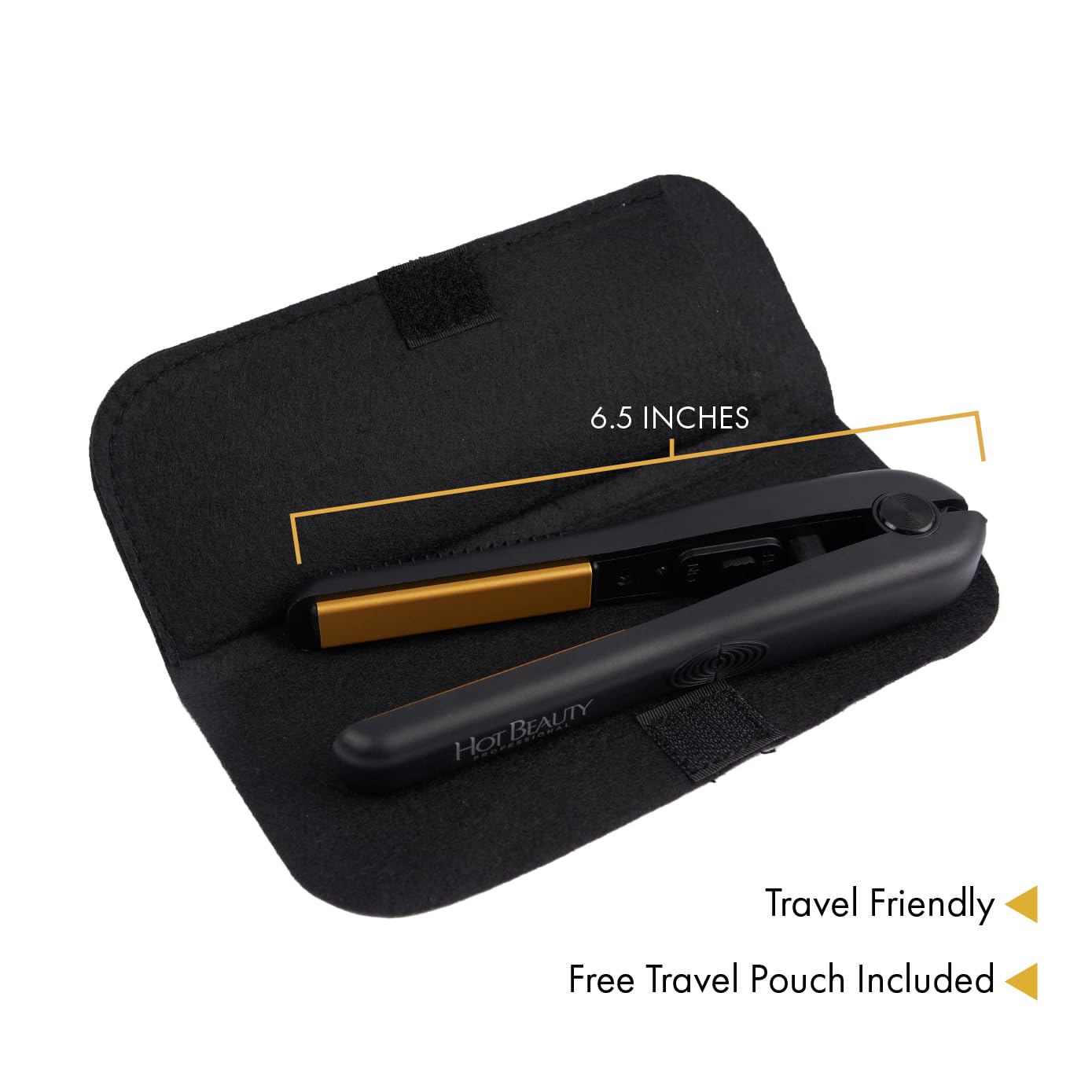 Hot Beauty Professional Ceramic Mini Flat Iron 1/2", Anti-Frizz, Fast Heating, Versatile Styling for Curly & Straight Hair, Ideal for Traveling