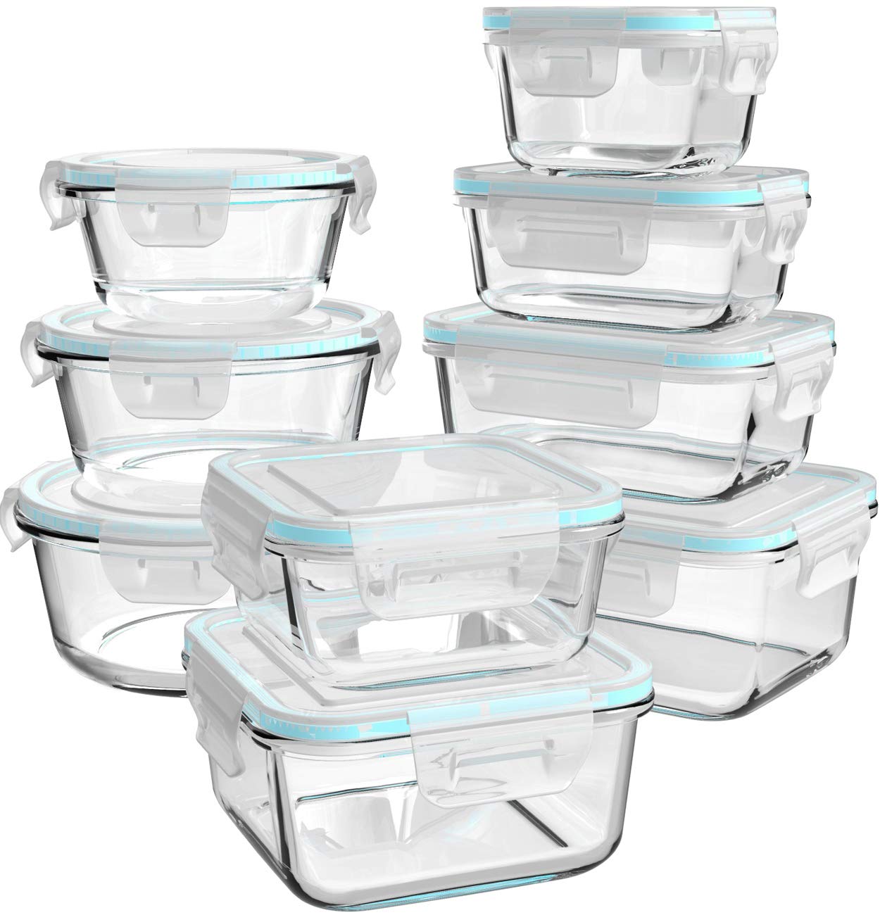 AILTEC Glass Food Storage Containers with Lids, [18 Piece] Glass Meal Prep Containers, Containers for Food Storage with Lids, BPA Free & Leak Proof…