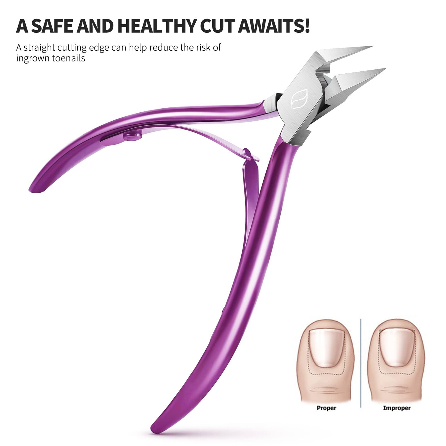 FERYES Toenail Clipper Straight Blade for Ingrown and Thick Nails - Stainless Steel and Sharp Pointed Tip Ingrown Nail Clipper - Wide Jaw Toe Nail Beauty and Personal Care FERYES