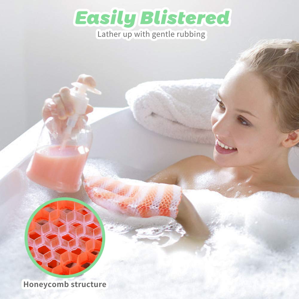 ANMONE Honeycomb Exfoliating Glove [Yellow 1Pack] TPU Honeycomb Bath Mitt,Rapid Foaming Quick Drying Unisex Face and Body Scrubs