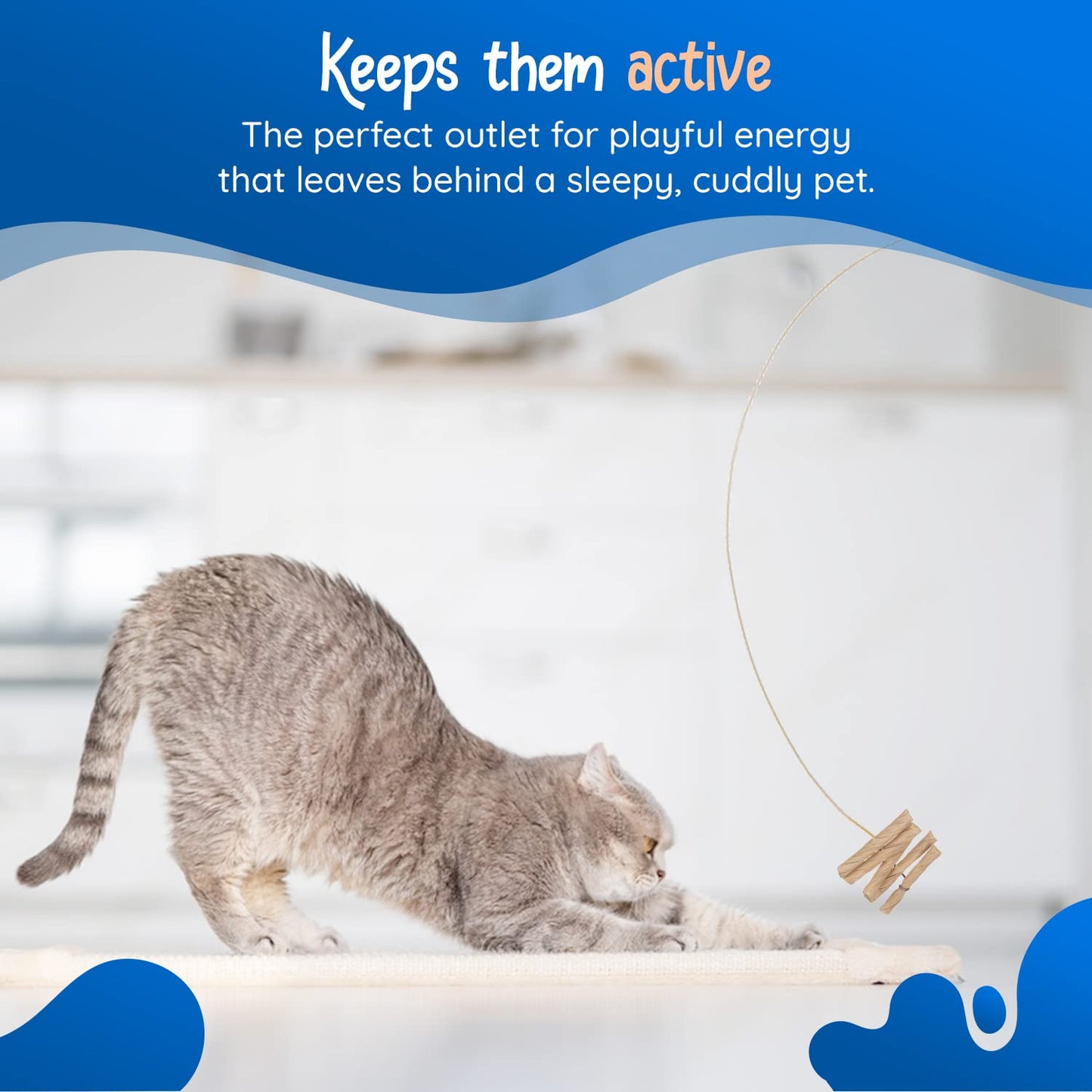 Cat Dancer Interactive Cat Toy – 2 Pack Fun & Fitness Toy with 30" Flexible Spring Steel Wire and Paper Roll for Playful Cats
