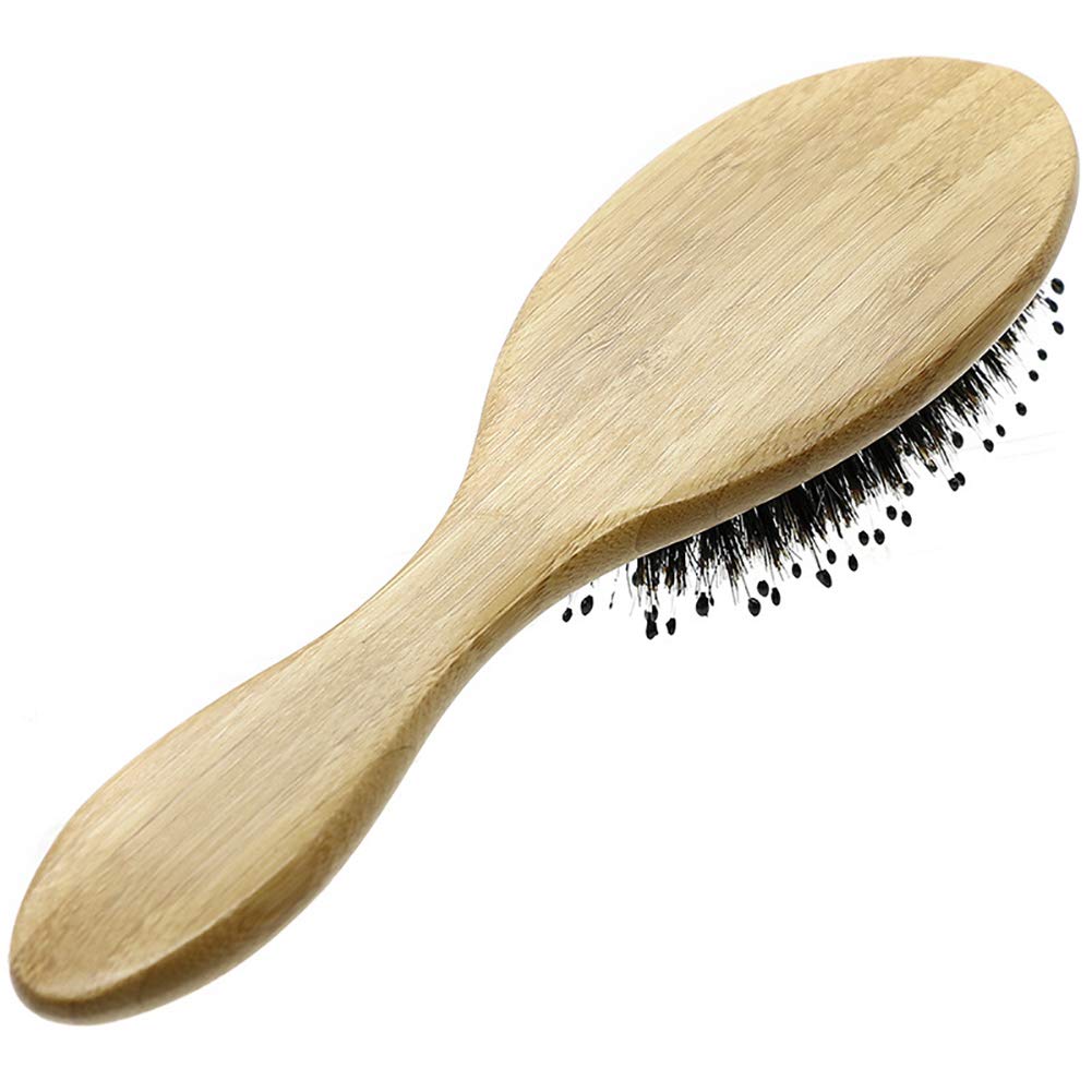 WeTest Upgraded Natural Boar Bristle Hair Brush - Wooden Bamboo Hair Brush for Thick Hair & Anti Static Detangling Reducing Hair Breakage(2 Pack)