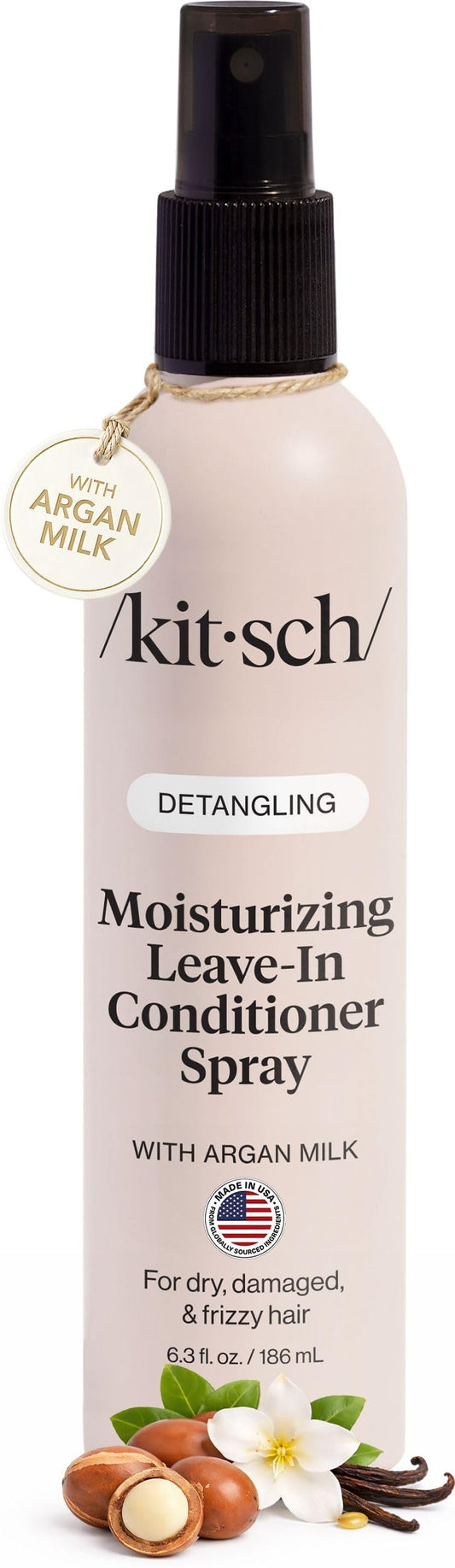 Kitsch Argan Milk Leave In Conditioner Spray - Hair Detangler Spray for Curly, Wavy, Fine, Dry & Damaged Hair - Silicone-Free | Ideal Gifts for Women Beauty & Personal Care Kitsch