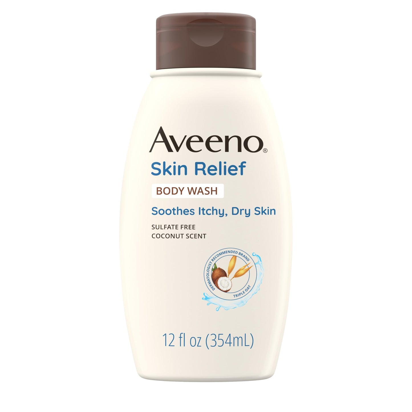 Aveeno Skin Relief Body Wash with Coconut Scent & Soothing Oat, Gentle Soap-Free Body Cleanser for Itchy, Dry & Sensitive Skin, Dye-Free
