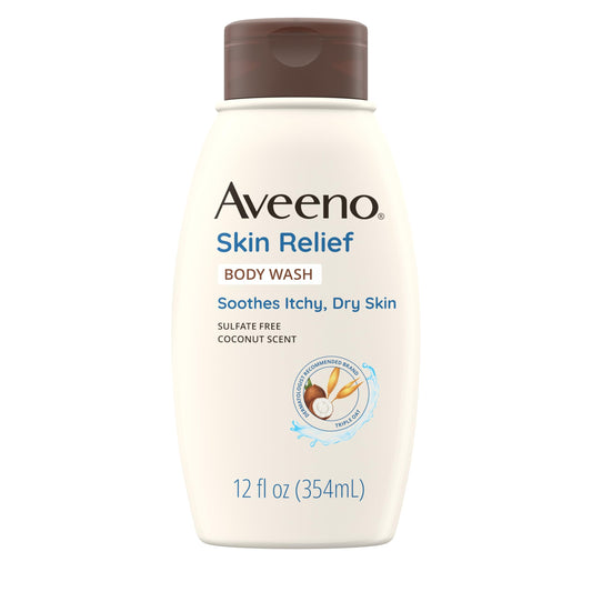 Aveeno Skin Relief Body Wash with Coconut Scent & Soothing Oat, Gentle Soap-Free Body Cleanser for Itchy, Dry & Sensitive Skin, Dye-Free