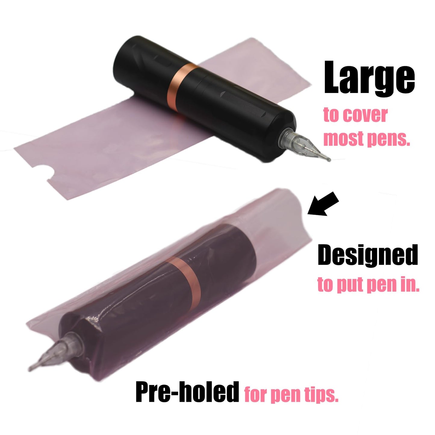 MIUXIA 200 Pink Tattoo Pen Covers 4 Grip Tapes Large Tattoo Machine Covers Beauty and Personal Care Miuxia