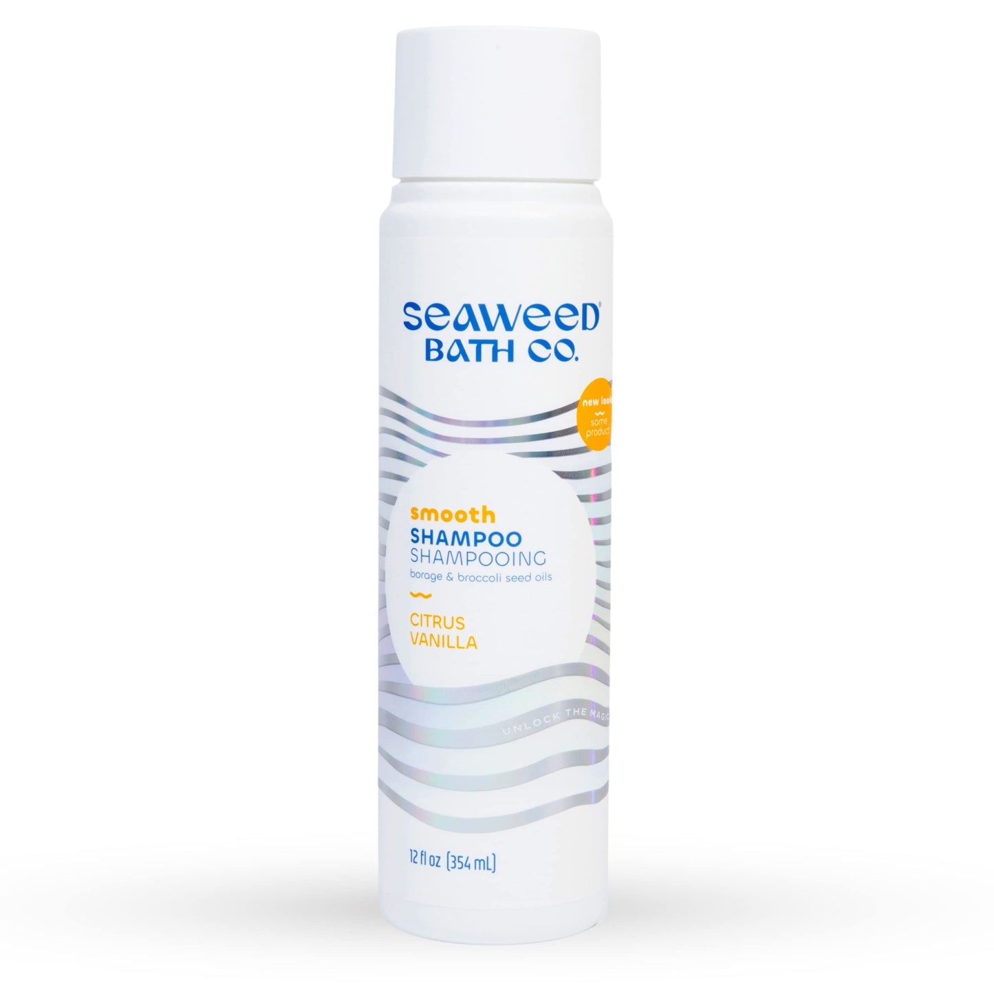 Seaweed Bath Co. Smooth Shampoo, Citrus Vanilla Scent, 12 Ounce, Sustainably Harvested Seaweed, Borage and Broccoli Seed Oils, For Curly and Frizzy