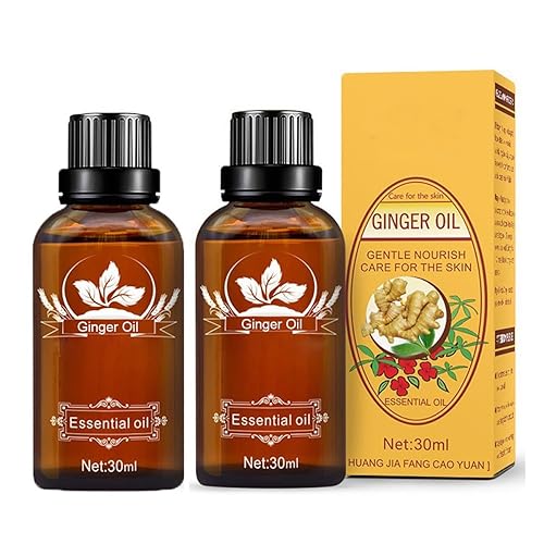 2 Pack Ginger Oil for Lymphatic Drainage, Vamotto Ginger Essential Oil for Swelling and Pain Skin Body Massage, Ginger Massage Oil Essential, SPA