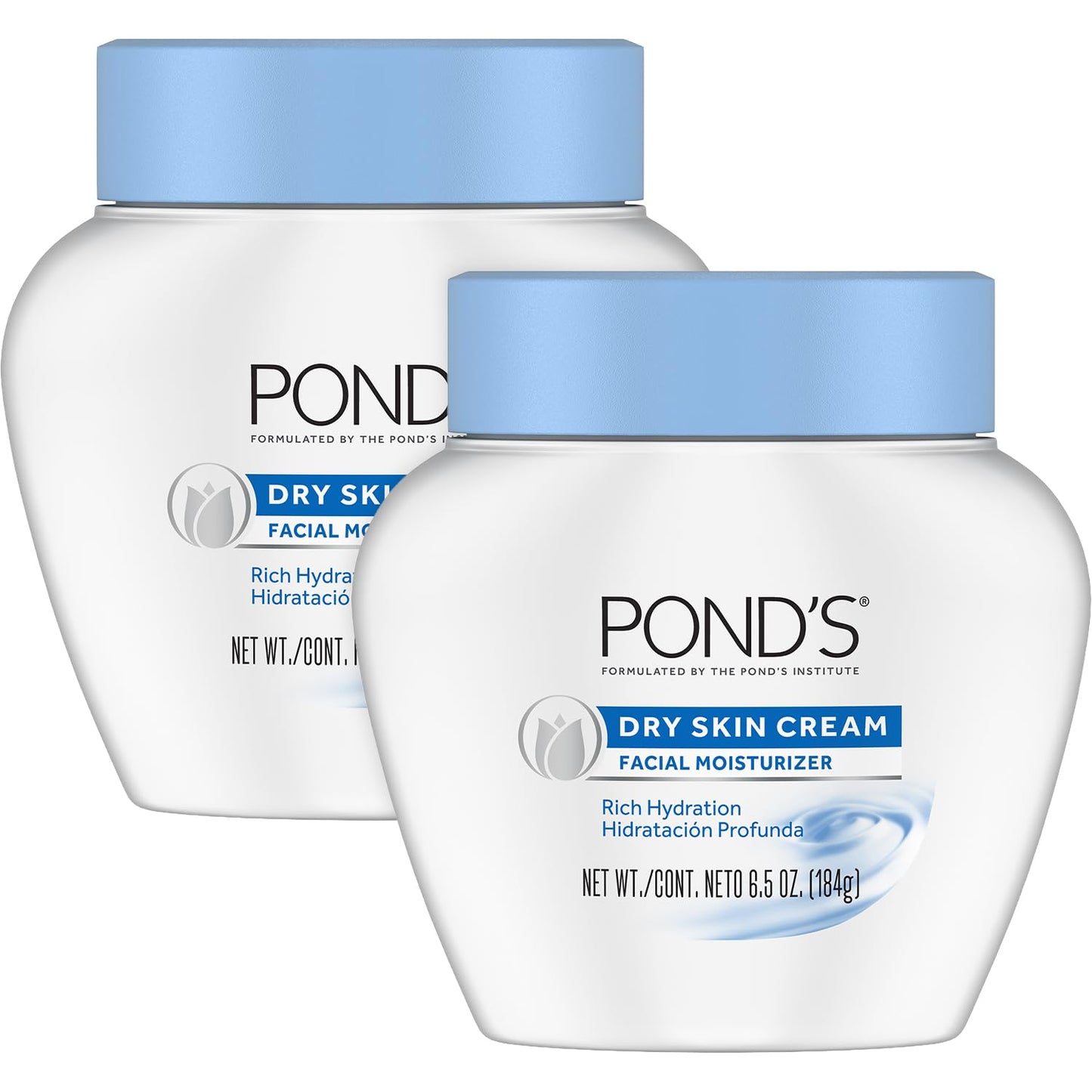 Pond’s Dry Cream Facial Moisturizer 2-Pack - Non-Comedogenic, Hypoallergenic, Dermatologist-Tested Face Cream for Women, 6.5 Oz Ea