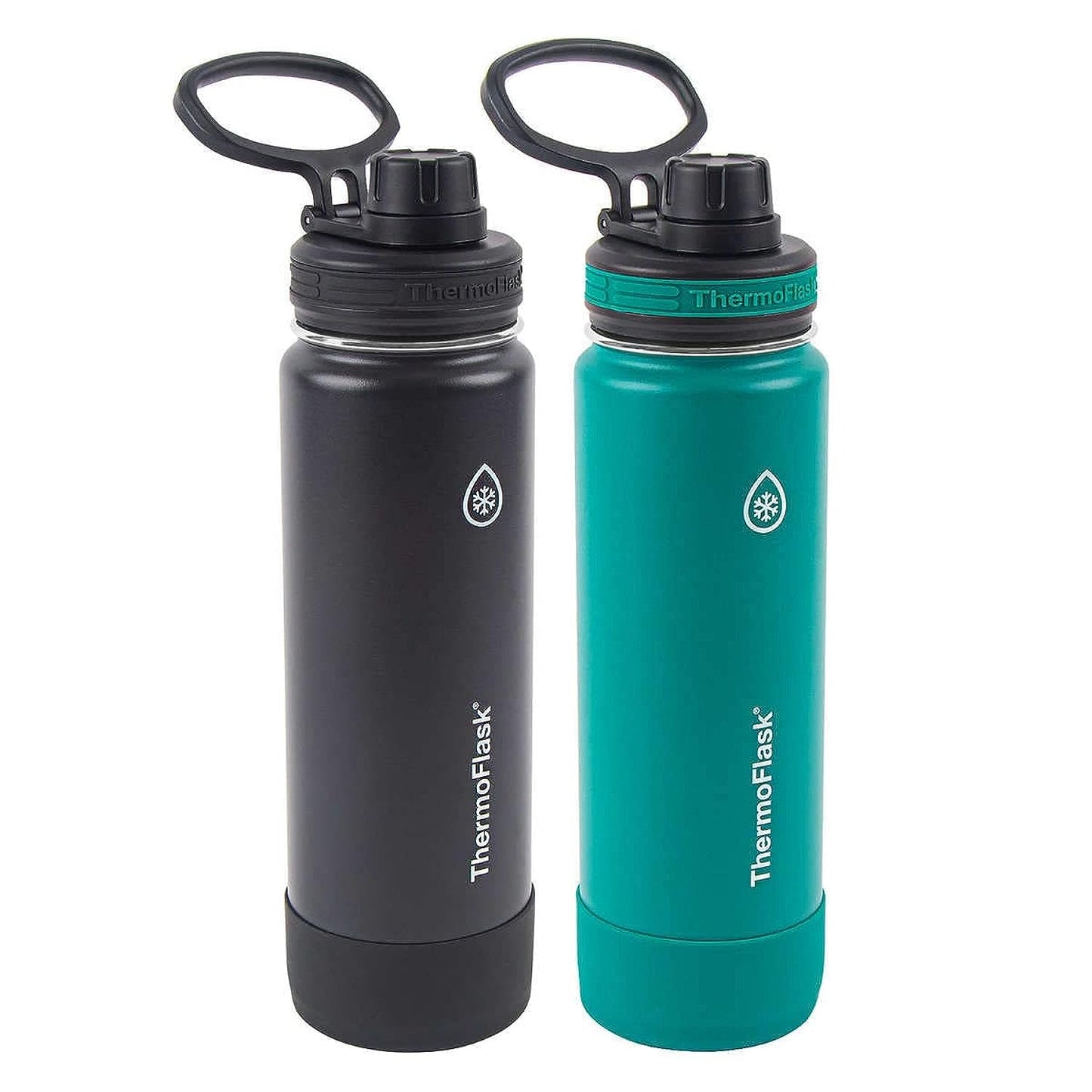 Thermoflask 24oz Stainless Steel Insulated Water Bottles, 2-pack (Black and Green)