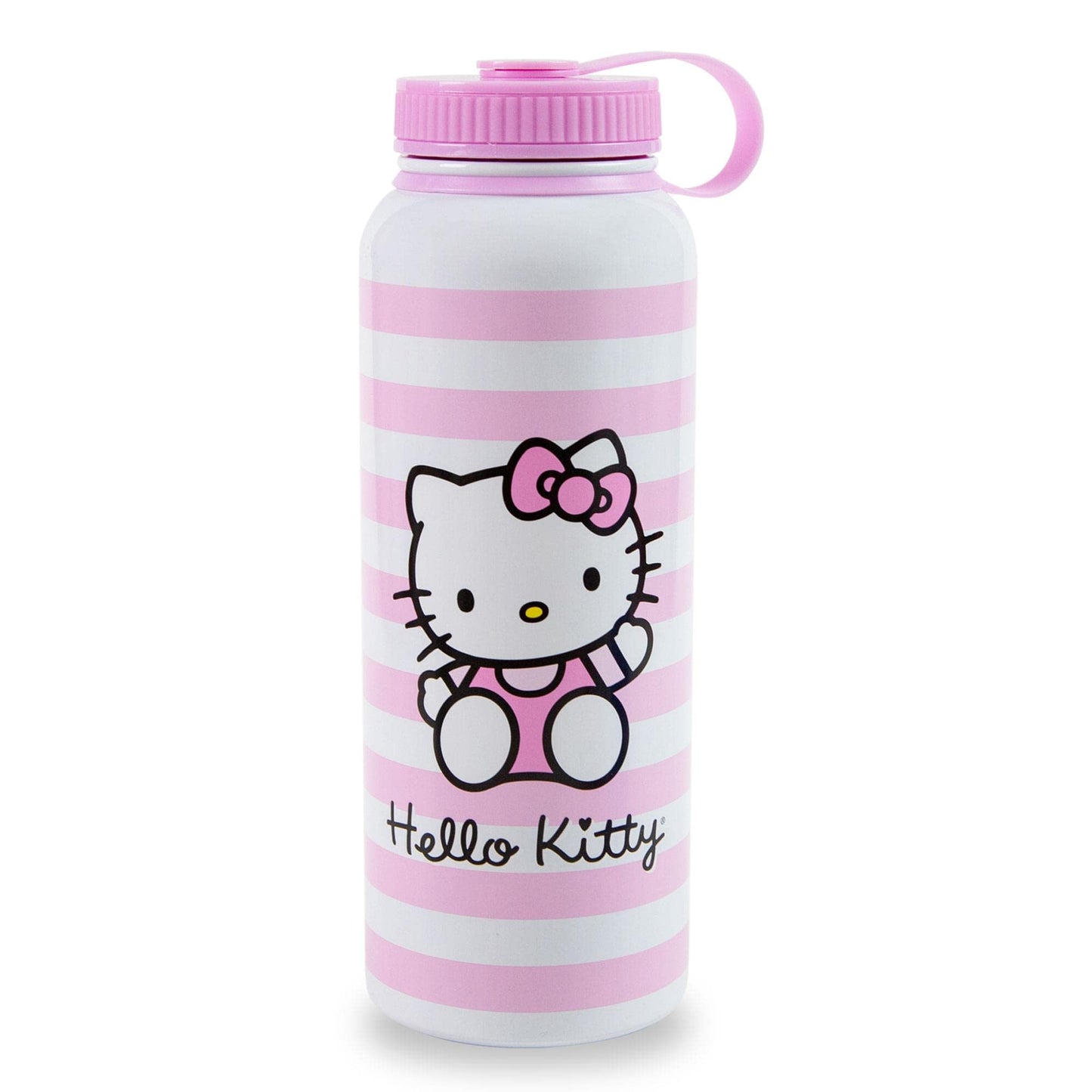 Sanrio Hello Kitty Pink Stainless Steel Water Bottle With Leak-Resistant Lid | Double-Walled Metal Sports Jug | Holds 42 Ounces