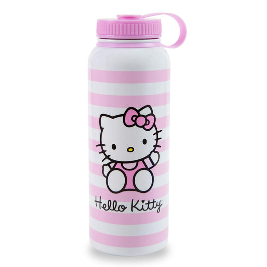 Sanrio Hello Kitty Pink Stainless Steel Water Bottle With Leak-Resistant Lid | Double-Walled Metal Sports Jug | Holds 42 Ounces