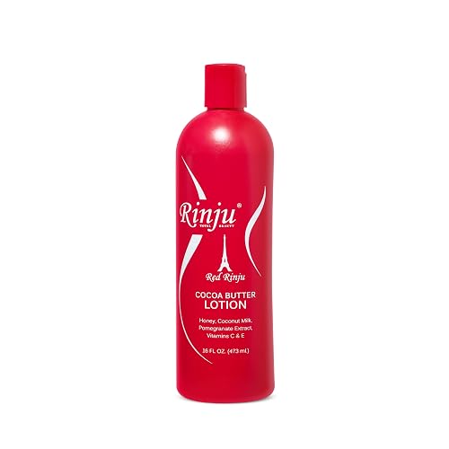 Rinju Cocoa Butter Lotion - Non-Greasy Lotion for Women & Men - 16 oz Cacao Butter Lotion for Extremely Dry Skin - Pomegranate Extracts & Vitamin C