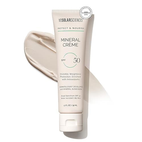 MDSolarSciences Mineral Crème Sunscreen SPF 50 | Water-Resistant, Broad Spectrum UV Protection | Zinc Oxide Formula with Antioxidants | No White Cast