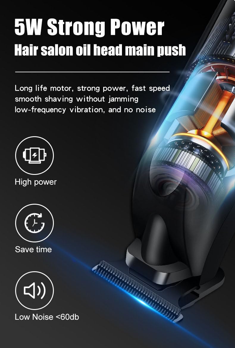 GLESVOWIO Professional Hair Clippers for Men Cordless Cutting Beard Trimmer with LED Display and 3 Limit Combs Rechargeable Electric Machine for Oil Beauty and Personal Care GLESVOWIO