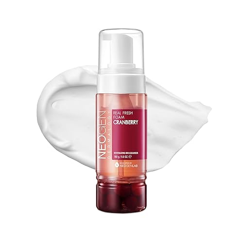 DERMALOGY by NEOGENLAB Real Fresh Foam Cleanser, Cranberry 5.6 Fl Oz (160g) - Revitalizing & Hydrating Gentle Cleansing Foam with Real Cranberries