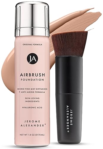 Jerome Alexander MagicMinerals AirBrush Foundation - 2 Piece Set with Airbrush Foundation and Kabuki Brush - Spray Makeup with Anti-aging Ingredients
