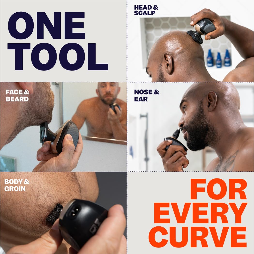 Freebird FlexSeries Electric Head & Body Hair Shaver - Mens Cordless Rechargeable Wet/Dry Skull Bald Head Back & Groin Waterproof Razor with Rotary Beauty and Personal Care Freebird