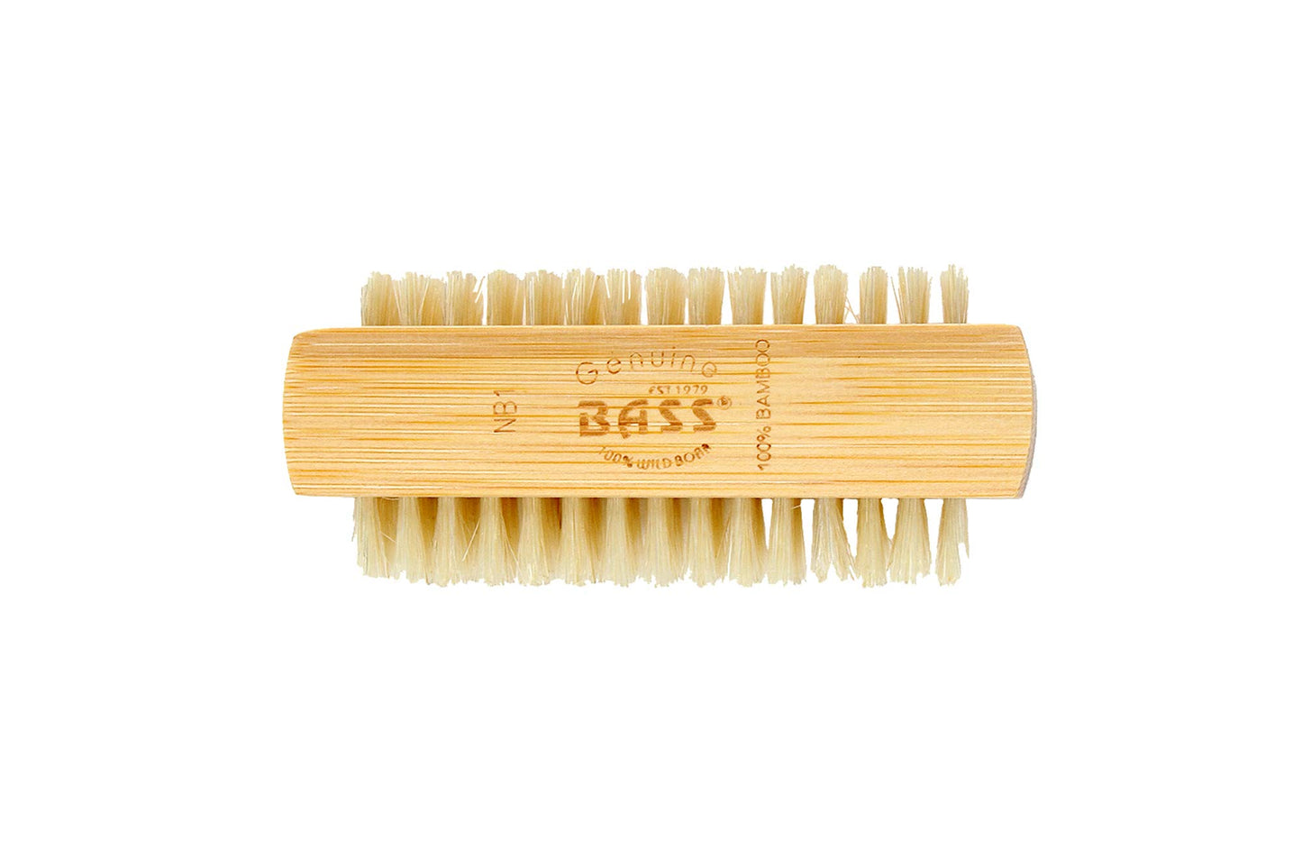 Bass Brushes | Nail Brush - Double Sided | 100% Pure Natural Bristle FIRM | Pure Bamboo Handle | Striped Finish | Model NB1 - SB Beauty & Personal Care Bass