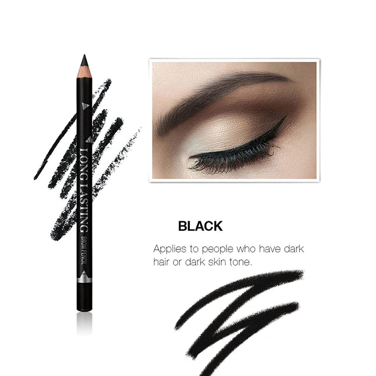 Go Ho 12 PCS Black Eyebrow Eyeliner Pencils,Sweatproof Eyebrow Pencil,Long-lasting Nice Color Eye Brow Gel Pen Makeup Brow Tint Sticks?Black?