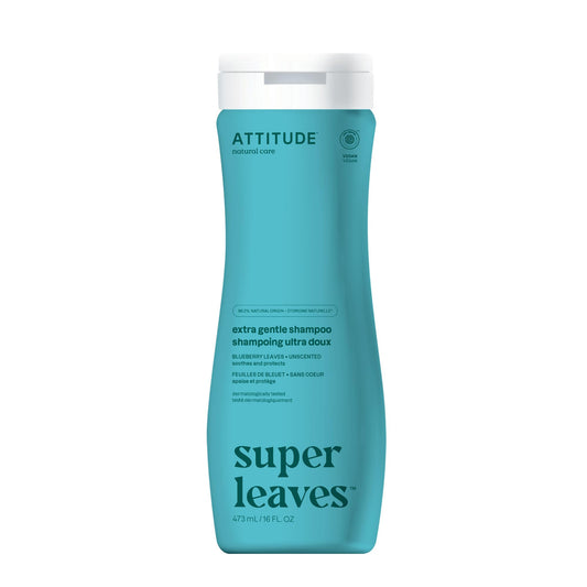 ATTITUDE Extra Gentle Hair Shampoo, EWG Verified, Soothes Dry Scalp, Naturally Derived Ingredients, Vegan and Plant Based, Unscented, 16 Fl Oz